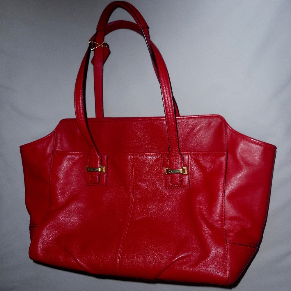 true red Coach purse